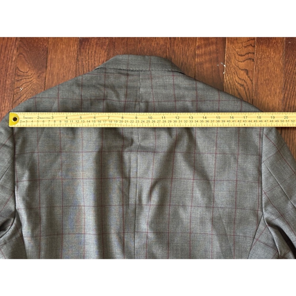 Coppley Suit 42R‎ Tollegno Super 120s Wool Grey Windowpane Made Canada 33x35 - Picture 13 of 16